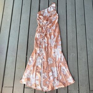 Hello‎ Molly Floral Maxi Dress One Shoulder Satin Ruching